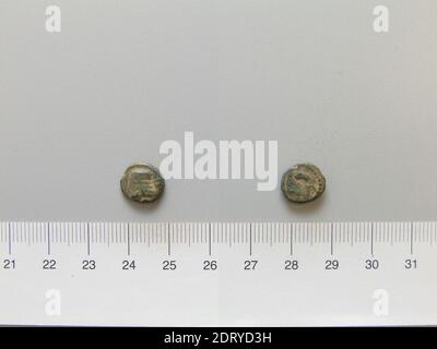 Governatore: Orode i, re di Partia, governò ca. 85–80 B.C., Zecca: Partia, moneta di Orode i, re di Partia da Partia, 80–75 a.C., rame, 2.37 g, 12:00, 10.9 mm, fabbricato in Partia, Parthiano, i secolo a.C., Numismatica Foto Stock