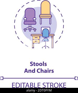 Icona concetto sgabelli e sedie Illustrazione Vettoriale