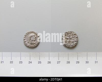 Governatore: Zoilos II, re Bactrio, governò 55–35 a.C. Mint: Taxila, India, 1 dracm di Zoilos II dall'India, ca. 75 a.C., Argento, 2.32 g, 10:00, 17.2 mm, Made in Taxila, India, Greco, i secolo a.C., Numismatica Foto Stock