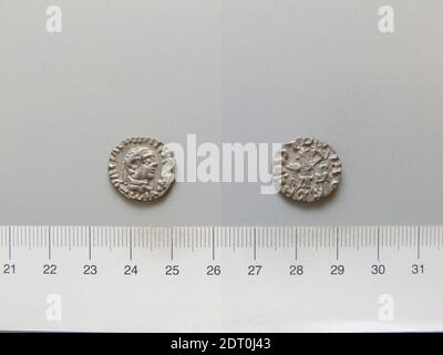 Governatore: Zoilos II, re Bactrio, governò 55–35 a.C. Mint: Taxila, India, 1 dracm di Zoilos II dall'India, ca. 75 a.C., Argento, 2.35 g, 11:00, 16.4 mm, Made in Taxila, India, Greco, i secolo a.C., Numismatica Foto Stock