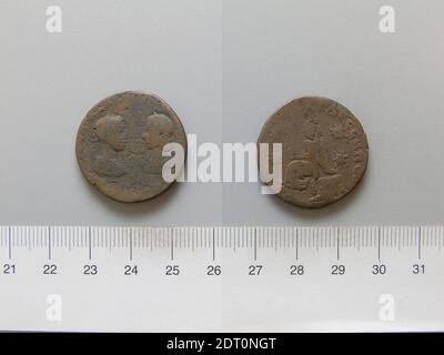 Mint: Edessa, Mesopotamia, Coin di Edessa, 201–99 d.C., rame, 13.18 g, 12:00, 27.1 mm, scavato in dura-Europos, made in Edessa, Mesopotamia, Roman, III secolo, Numismatica Foto Stock