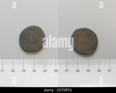 Menta: Edessa, Mesopotamia, moneta di Edessa, 201–99 d.C., rame, 8.71 g, 25.5 mm, scavato in dura-Europos, fabbricato a Edessa, Mesopotamia, Romano, III secolo, Numismatica Foto Stock