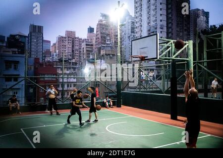 Illustrazione della vita quotidiana a Hong Kong. Illustrazione vie quotidienne à Hong Kong. Foto Stock