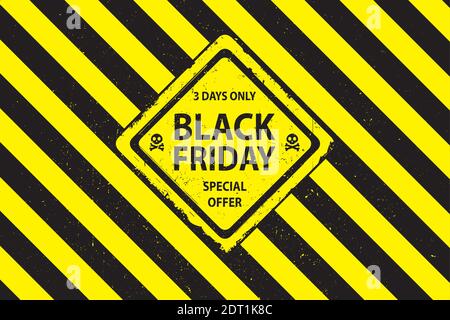 Black friday Vendita e sconto grunge sfondo,giallo e nero,illustrazione vettoriale Illustrazione Vettoriale