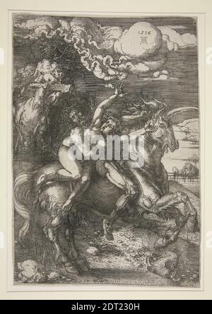Artista: Albrecht Dürer, Tedesco, 1471–1528, Abduzione di Proserpina su unicorno, incisione, foglio: 30.8 × 21.3 cm (12 1/8 × 8 3/8 pollici), Made in Germany, German, XVI secolo, opere su carta - stampe Foto Stock