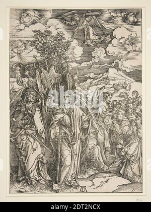 Artista: Albrecht Dürer, tedesco, 1471–1528, i quattro Angeli che hanno i Venti, dalla serie l'Apocalisse, ca. 1495–98, pubblicato il 1511, Woodcut, foglio: 39.5 × 28.2 cm (15 9/16 × 11 1/8 in.), Made in Germany, German, XVI secolo, opere su carta - stampe Foto Stock