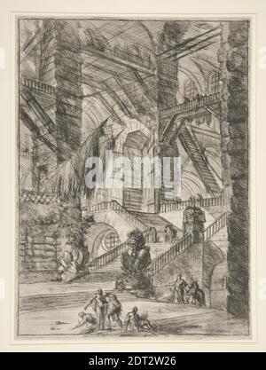 Artista: Giovanni Battista Piranesi, Italiano, 1720–1778, Carceri, VIII: La scala con Trofei, ca. 1745, incisione, platemark: 54.6 × 40.3 cm (21 1/2 × 15 7/8 in.), Italiano, XVIII secolo, opere su carta - stampe Foto Stock