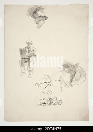 Artist: Edwin Austin Abbey, American, 1852–1911, M.A., 1897, Studies of an artist, sketching, Pen and ink, Lay, 34.7 × 25.1 cm (13 11/16 × 9 7/8 in.), made in United States, American, 19th Century, Works on Paper - Drawings and Watercolours Foto Stock