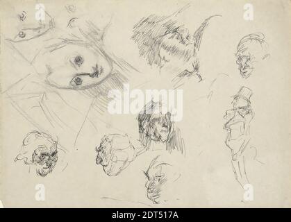 Artist: Edwin Austin Abbey, American, 1852–1911, M.A., 1897, Studies of heads, Pen and black ink, black gesso, grafite, 23.5 × 32.8 cm (9 1/4 × 12 15/16 in.), made in United States, American, 19th Century, Works on Paper - Drawings and Watercolours Foto Stock