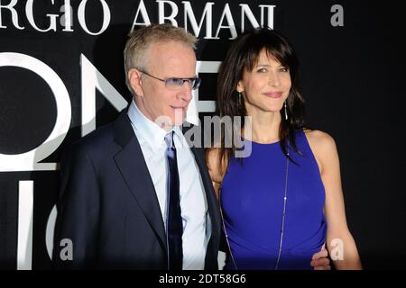 Christophe Lambert e Sophie Marceau partecipano alla mostra primaverile-estiva 2014 della collezione Haute-Couture di Giorgio Armani che si tiene al Palais de Tokyo di Parigi, Francia, il 21 gennaio 2014. Foto di Alban Wyters/ABACAPRESS.COM Foto Stock