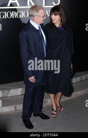 Christophe Lambert e Sophie Marceau partecipano alla mostra primaverile-estiva 2014 della collezione Haute-Couture di Giorgio Armani che si tiene al Palais de Tokyo di Parigi, Francia, il 21 gennaio 2014. Foto di Audrey Poree/ABACAPRESS.COM Foto Stock