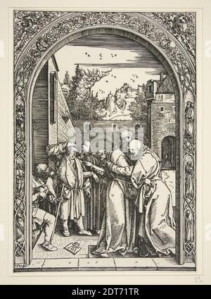 Artista: Albrecht Dürer, tedesco, 1471–1528, Joachim e Anna alla porta d'oro, dalla vita della Vergine, legno, foglio: 29.5 × 21 cm (11 5/8 × 8 1/4 in.), Made in German, 16 ° secolo, opere su carta - stampe Foto Stock