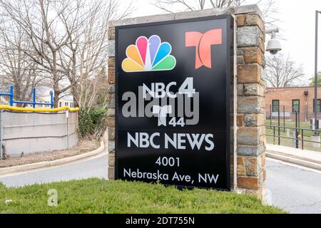 Segno di NBC 4 Washington a Washington DC, USA. Foto Stock