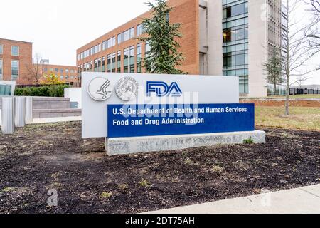 Sede della FDA presso il White Oak Campus di Silver Spring, Maryland, USA - 13 gennaio 2020. La Food and Drug Administration (FDA) degli Stati Uniti è un FED Foto Stock