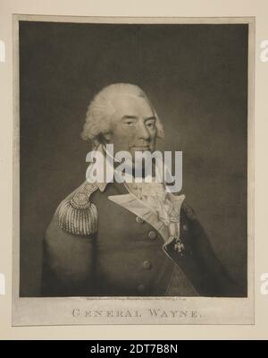 Artista: Edward Savage, americano, 1761–1817, General Wayne (Anthony), incisione Mezzotint, bianco e nero, foglio: 37.6 × 27 cm (14 13/16 × 10 5/8 in.), Made in United States, American, 18 ° secolo, opere su carta - stampe Foto Stock