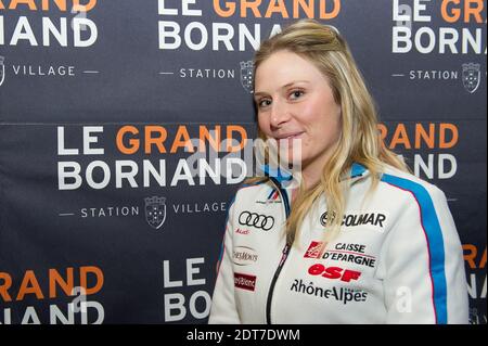 Tessa Worley durante le Olimpiadi invernali di Sochi, evento di presentazione dei medalisti francesi a le Grand Bornand, Francia, il 25 febbraio 2014. Foto di Gilles Bertrand/ABACAPRESS.COM Foto Stock