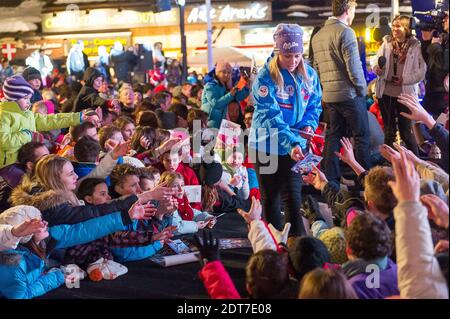 Tessa Worley durante le Olimpiadi invernali di Sochi, evento di presentazione dei medalisti francesi a le Grand Bornand, Francia, il 25 febbraio 2014. Foto di Gilles Bertrand/ABACAPRESS.COM Foto Stock