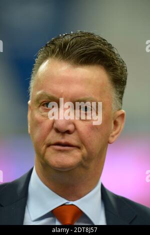 Allenatore olandese Louis Van Gaal durante la amichevole partita di calcio internazionale, Francia vs Paesi Bassi allo Stade de France a Saint-Denis sobborgo di Parigi, Francia il 5 marzo 2014. La Francia ha vinto 2-0. Foto di Henri Szwarc/ABACAPRESS.COM Foto Stock