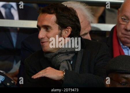 FNAC Boss Alexandre Bompard partecipa alla prima partita di calcio della Lega francese, Paris Saint-Germain Vs COME Saint-Etienne al Parc des Princes a Parigi, Francia, il 16 marzo 2014. PSG ha vinto 2-0. Foto di Henri Szwarc/ABACAPRESS.COM Foto Stock