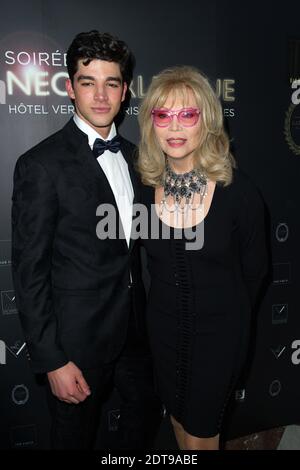 Amanda Lear e Tarik Lakehal partecipano alla festa di Neo Burlesque che si è tenuta all'Hotel Vernet a Parigi, in Francia, il 20 marzo 2014. Foto di Laurent Zabulon/ABACAPRESS.COM Foto Stock