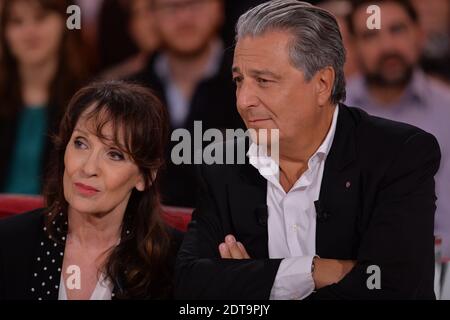 Chantal Lauby e Christian Clavier alla registrazione del Vivement Dimanche a Parigi, Francia, 25 marzo 2014. Foto di Max Colin/ABACAPRESS.COM Foto Stock