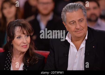 Chantal Lauby e Christian Clavier alla registrazione del Vivement Dimanche a Parigi, Francia, 25 marzo 2014. Foto di Max Colin/ABACAPRESS.COM Foto Stock