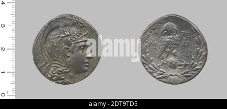 Menta: Clarentza, Tetradrachm da Clarentza, ca. 155 a.C., Argento, 16.795 g, 12:00, 30 mm, fabbricato in Clarentza, Peloponneso, Greco, II secolo a.C., Numismatica Foto Stock