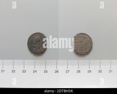 Governatore: Vologasi III, Re di Partia, 105–147, governato 110–147, 1 dracmo di Vologasi III, 105–47, Argento, 3.77 g, 12:00, 19.6 mm, fatto in incerto, Partia, Parthiano, II secolo d.C., Numismatica Foto Stock