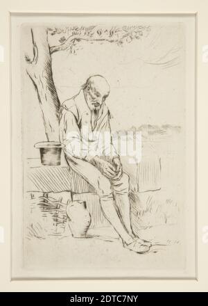 Artista: Alphonse Legros, francese, 1837–1911, depuis ce Temps-la (Bonhomme Misere) (da quel momento (uomo miserabile)), DriyPOINT, platemark: 14.6 × 9.8 cm (5 3/4 × 3 7/8 pollici), francese, XIX secolo, opere su carta - stampe Foto Stock