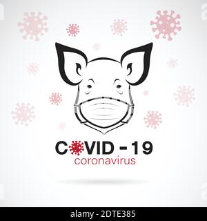 Maiali che indossano una maschera per la protezione contro il virus covid-19., maschera respiratoria sul maiale faccia piatta vettore icona per applicazioni e siti web. Illustrazione Vettoriale