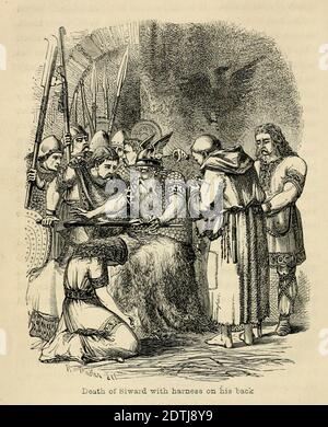 Morte di Seward con imbragatura sulla schiena [Seward, conte di Northumbria (morto nel 1055), conte anglo-scandinavo di Northumbria (ritratto anche come personaggio nel Macbeth di Shakespeare)] dal Libro 'Dani, Sassoni e Normanni : O, Stories of our Antenors' di Edgar, J. G. (John George), 1834-1864 pubblicato a Londra nel 1863 Foto Stock