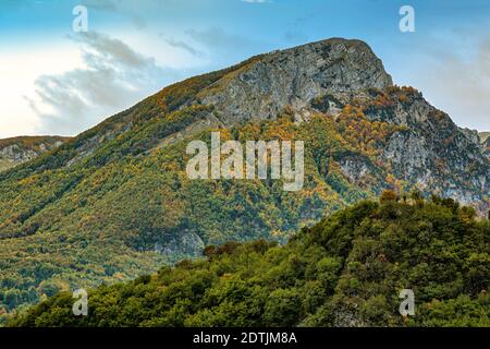 Paesaggio del Parco Nazionale d'Abruzzo, Lazio e Molise, Monte Sterpi d'alto. Civitella Alfedena, Abruzzo, Italia Foto Stock