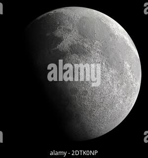 Luna gibbosa cerosa nel cielo notturno che mostra i dettagli del cratere Foto Stock