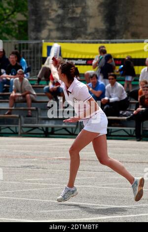 Tambourine Match, uno sport tradizionale nato nel XIX secolo in Linguadoca. Festa a Montpellier. Occitanie, Francia Foto Stock