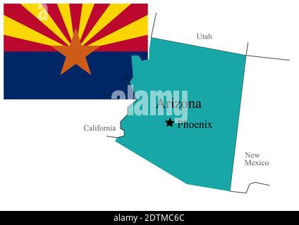 Bandiera e mappa del Nord Arizona degli Stati Uniti, illustrazione vettoriale Illustrazione Vettoriale