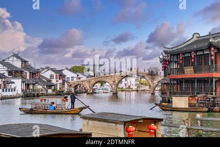 Cina, vicino a Shanghai City, Zujiajiao Village, Foto Stock