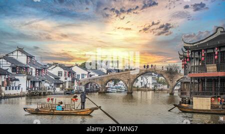 Cina, vicino a Shanghai City, Zujiajiao Village, Foto Stock