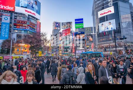 Giappone, Tokyo City, Shibuya City Hachiko Crossing Foto Stock