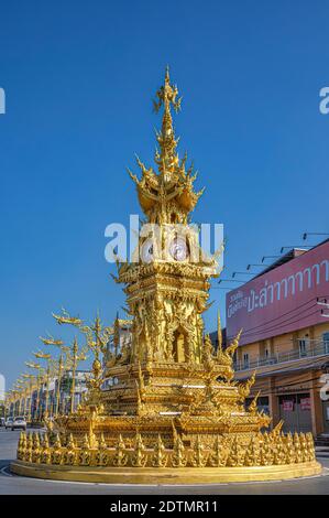 Thailandia, Chiang Rai City, la torre dell'orologio Foto Stock