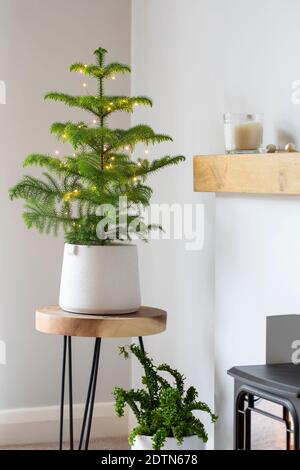 Angolo della camera decorata per Natale Foto Stock