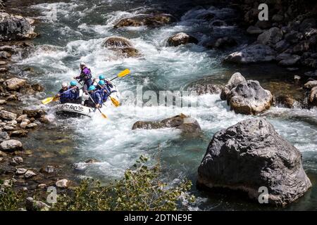 Queyras (Francia sud-orientale): Rafting sul fiume Guil Foto Stock