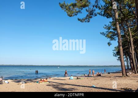 Biscarrosse (Francia sud-occidentale): spiaggia sul lago di Biscarosse e Parentis Foto Stock