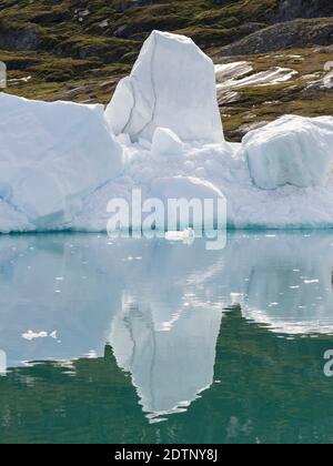 Iceberg nella baia di Disko, Groenlandia, Danimarca, agosto Foto Stock