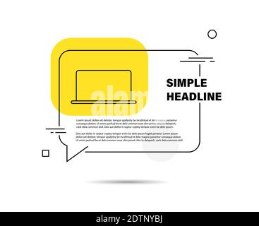 Icona della linea del computer portatile. Simbolo simile. Badge astratto a bolle d'aria. Vettore. Illustrazione Vettoriale