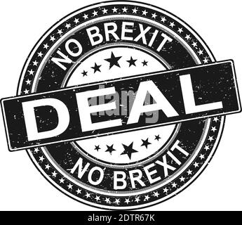 No deal Brexit inchiostro rosso timbro di gomma su sfondo bianco Illustrazione Vettoriale