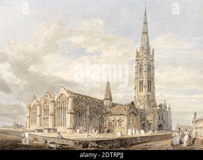 Vista nord-est della chiesa di Grantham, Lincolnshire, dipinto paesaggio di JMW Turner, circa 1797 Foto Stock