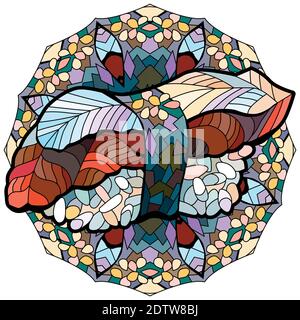 Nigiri a zentangle disegnati a mano con anguilla per t-shirt e altro decorazioni con mandala Illustrazione Vettoriale