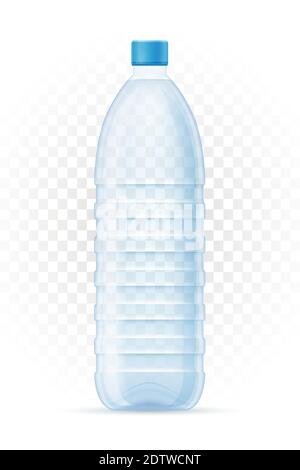 flacone di plastica per acqua potabile immagine vettoriale trasparente isolato su sfondo bianco Illustrazione Vettoriale