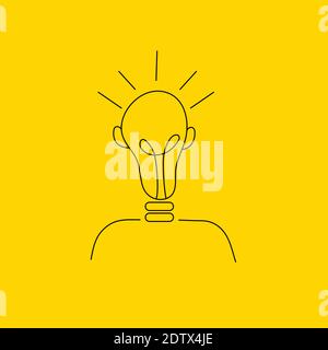 Uomo con lampadina per testa Illustrazione Vettoriale