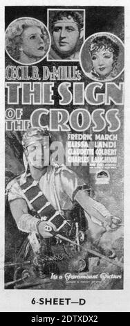 CHARLES LAUGHTON CLAUDETTE COLBERT FREDRIC MARZO ed ELISA LANDI nel SEGNO DELLA CROCE 1932 direttore CECIL B. DeMILLE arte direzione / costumi Mitchell Leisen Paramount Pictures Foto Stock